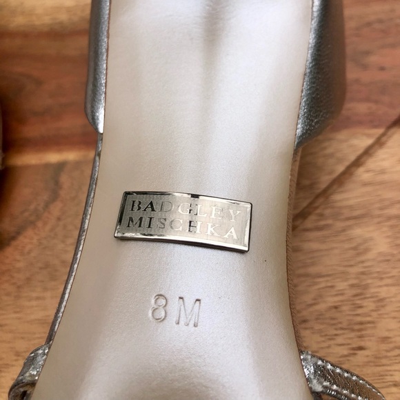 Badgley Mischka Silver High Heel Sandals | Size 8M - Picture 6 of 9